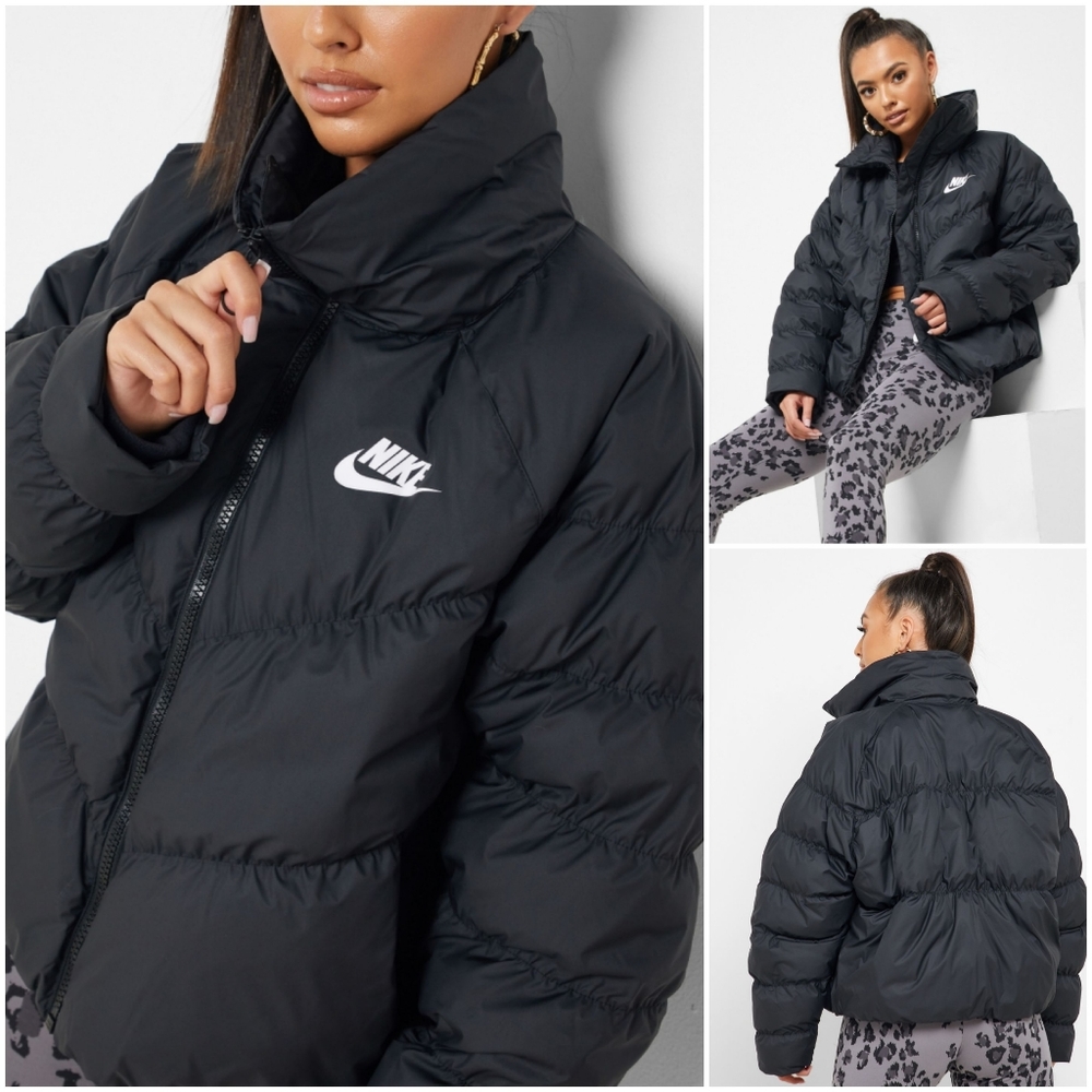 NIKE Synthetic Fill Women Puffer Snow Jacket Black